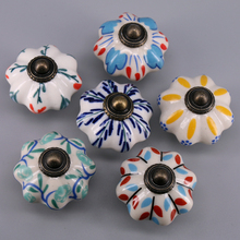 6PCS Hand-painted Ceramic Drawer Knobs Porcelain Pumpkin Cabinet Knobs Cupboard Handles for Kids Furniture Handle 2024 - buy cheap