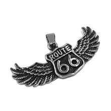 Wholesale Route 66 Pendant Stainless Steel Jewelry Historic Mother Road USA Highway Eagle Wing Biker Mens Pendant SWP0512 2024 - buy cheap