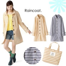 Freesmily Japan and South Korea style light and lovely tourist outdoor fashion women's raincoat mariner series of fine stripes 2024 - buy cheap