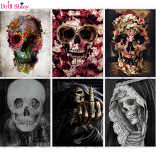 5D Diy Diamond Painting Skull Rose Cross Stitch Crystal Dill Full Diamond Embroidery Resin Home Decor Diamond Mosaic Crafts Gift 2024 - buy cheap