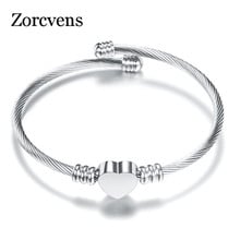 Zorcvens nova moda amor primavera corrente prata cor aço inoxidável coração pulseira para mulher 2024 - compre barato