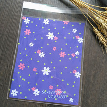 100pcs/lot big cookie plastic bags Purple flower gift bag self adhesive bags 16x20cm free shipping 2024 - buy cheap