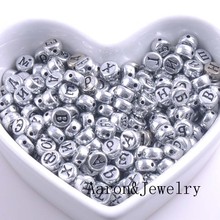 7x4mm 200PCs Mixed silver Acrylic Russian Alphabet/Letter Flat Round Beads For Jewelry Making YKL0375X 2024 - buy cheap