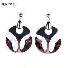 JERPVTE ZA Round Metal Dangle Drop Earrings Women Bohemian Maxi Pendientes 2018 Simple Statement Earrings Party Jewelry 2024 - buy cheap