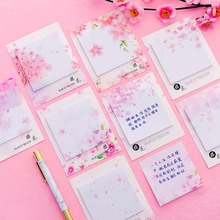 Cute Pink Cherry Blossom Notes Kawaii Fresh Sakura Natural Memo Pad Sticky Notes Cute Decor Label Message School Office Supplies 2024 - buy cheap