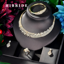 HIBRIDE Sparkling New Design 4PCS Wedding Bridal Cubic Zircon Necklace Jewelry Set Dress Jewelry Set For Party Gifts N-838 2024 - buy cheap