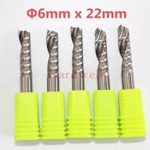 6mm * 22mm, 5 pcs, Freeshipping CNC máquina router bit inserir carboneto sólido, classe-UM 1 Flauta espiral end cortador de Trituração, PVC, MDF, Acrílico 2024 - compre barato