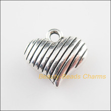 New 10Pcs Tibetan Silver Color 3D Heart Charms Pendants 14.5mm 2024 - buy cheap