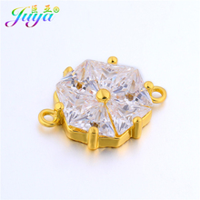 Juya DIY Jewelry Material Handmade Cubic Zirconia Hexagon Connectors Accessories For Women Earring Bracelet Jewelry DIY Making 2024 - buy cheap