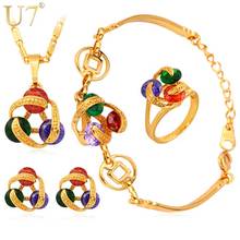 U7 Unique Design Zircon Necklace Set Wholesale Gold Color Cubic Zirconia Trendy Bridal Jewelry Sets For Women S620 2024 - buy cheap