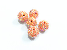 Spring Color   20MM 100pcs/lot  Pastel Spring Coral Solid With AB  Rhinestone Chunky Beads 2024 - buy cheap