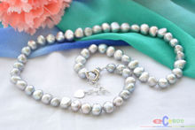 Hot selling free shipping****** 18" 8mm gray baroque freshwater pearl necklace 2024 - buy cheap