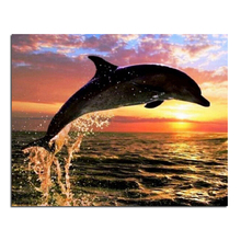Dolphins jump the sea 50X40 Diamond embroidery DIY diamond drawing The sitting room adornment with drill handmade cross-stitch 2024 - buy cheap