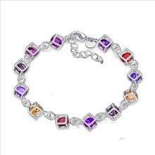 KOFSAC-pulsera de cadena de plata de ley 925 para mujer, brazalete cuadrado de circonia cúbica de cristal brillante para fiesta, regalos de joyería 2024 - compra barato
