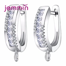 Элегантные великолепные серьги-кольца для женщин, женские модные серьги с кристаллами, застежка из стерлингового серебра 925 пробы, 10 шт. 2024 - купить недорого
