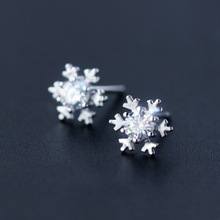 1pair Sterling Silver Jewelry  White CZ/Blue /Pink cz stone AAA+ Snowflake Stud Earrings Small/Tinny 925-sterling-silver GTLE493 2024 - buy cheap