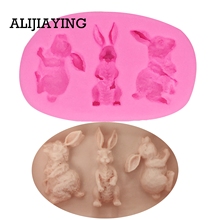 M1381 DIY Cake Tools rabbit bunny Easter animal silicone mold Decorating Cupcake decorating Gumpaste fondant tool mould 2024 - buy cheap