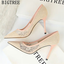 Bigtree Shoen-zapatos de tacón alto extremos para mujer, Tacones negros de encaje, fetiche, Tacones altos, novedad de 2021 2024 - compra barato