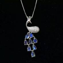 Кулон из натурального лунного камня светло-голубого цвета, ожерелье из натурального драгоценного камня, ожерелье из серебра 925 пробы с милым павлином, подарок для девушки, ювелирные изделия 2024 - купить недорого