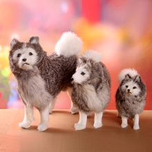 simulation dog gray samoyed dog furry fur hard model decoration gift h1229 2024 - buy cheap