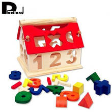 Baby Kids Wooden House Building blocks Toys Number Educational Learning Intellectual Block Toy Math Gifts Brain Game Toy P5 2024 - buy cheap