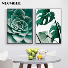 Pôster e impressões nórdicas de plantas, folhas verdes, arte para parede, pintura em tela, imagem decorativa simples para sala de estar 2024 - compre barato