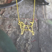 Trendy New Origami Bloodhound Dog Necklace Gold Silver Animal Jewelry Women Statement pendant 2024 - buy cheap