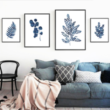 Fern Posters and Prints Watercolor Ink Blue Indigo Leaf Canvas Painting Botanical illustration Maidenhair Home Wall Art Decor 2024 - buy cheap