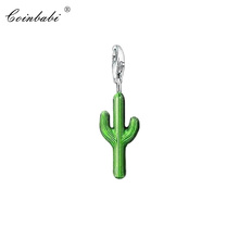 Charm Pendant Cactus ,2018 Fashion Jewelry Trendy Real Authentic 925 Sterling Silver Gift For Women Men Fit Bracelet 2024 - buy cheap