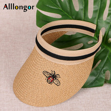 Sombreros De sol con estampado De abeja para Mujer, visera bordada, sombrero De paja para playa, Chapeu femenino, 2021 2024 - compra barato