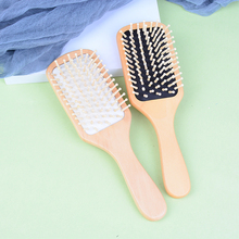 Escova de cabelo de madeira para massagem, pente de bico fino, almofada antiestática para cuidados com o cabelo, 1 peça 2024 - compre barato