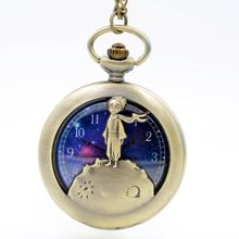 Ретро Античная бронза Маленький принц карманные часы винтажные Fob кварцевые часы с цепочкой ожерелье кулон для детей подарок 2024 - купить недорого