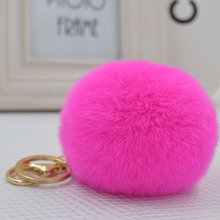 8cm Genuine Rex Rabbit Fur Ball Keychain Car Keyring Bag Pendant Pom Fluffy Key Chains 2024 - buy cheap
