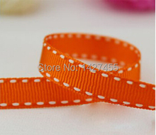 50 Yards/lot 3/8" 9-10mm of double-sided orange white striped Style Grosgrain ribbon  Hair Jewerly Accessories 2024 - buy cheap