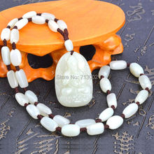 Colgante de perla Mala de Amitayus, collar de Jade natural blanco, talismán de la suerte 2024 - compra barato