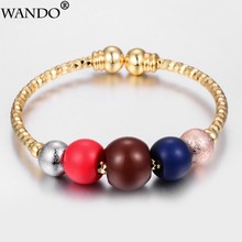 Wando  1pcs Baby Bangles Girls  Lovely Gold Color Charm Beads Bracelet Three-color round beads Bracelet For Children jewelry 2024 - buy cheap