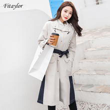 Fitaylor Autumn Brand Women Trench Coat Long Windbreaker Europe America Fashion Trend Double-Breasted Long Trench Plus Size XL 2024 - buy cheap