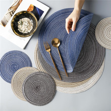 Round Linen Weave Placemat For Dining Table Tableware Pad Table Mat Household Waterproof Washable Placemats Bowl Coaster 1pcs 2024 - buy cheap