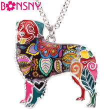 Bonsny-Collar de cadena con colgante de perro pastor australiano de aleación de esmalte, animales bonitos, joyería elegante para mujeres y niñas, regalos 2024 - compra barato