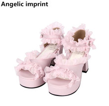 Angelic imprint woman mori girl lolita cosplay shoes lady high thin heels pumps women princess sweet dress sandals lacework 8031 2024 - buy cheap