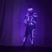KS68 нарядная танцевальная сценическая одежда, светодиодные костюмы RGB, яркий свет, костюм робота из светодиодов, dj, светодиодные очки, бронированные наряды, мужская светящаяся одежда 2024 - купить недорого