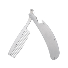 Foldable Stainless Steel Hair Comb Pocket Clip MINI Hair Moustache Beard Comb Folding Mustache Shaving Brush Facial Hair Brush 2024 - buy cheap