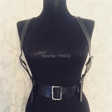 Harajuku-arnés de piel auténtica Punk gótico para mujer, cinturón ancho de 3,8 cm, cinturones para el cuerpo 2024 - compra barato