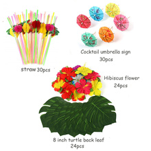 Artificial Palm Leaves Hibiscus Flowers Beach Party Decorations Tropical Palm Leaves Jungle Party Decoration Set 2024 - compre barato