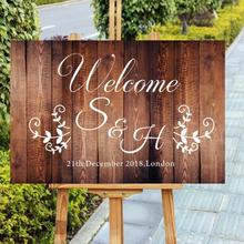 Personalized Initials Wooden Wedding Welcome Sign,Rustic Custom Date Wedding Sign,Monograms Entrance Wedding Welcome Sign 2024 - buy cheap