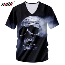 Ujwi-camiseta masculina de hip hop, gola em v, camiseta misteriosa, estampa de caveiras, de personalidade, punk rock, tamanho grande 6xl 2024 - compre barato