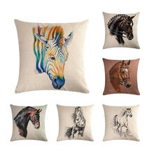 45cm*45cm The head of a horse pattern Linen/cotton  pillow cover sofa pillow case car seat cushion cover decorative pillows 2024 - buy cheap