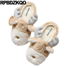 Zapatillas de invierno con dibujos animados para mujer, pantuflas de animales, deslizantes, talla grande 44 2024 - compra barato