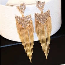 Fashion Luxury Tassel Long Earrings Gold Silver Color Rhinestone Dangle Earring For Women Jewelry Gifts Female Drop Earring 2024 - buy cheap