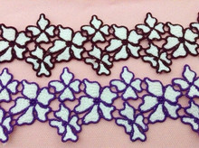 Top quality 62mm wide dyed yarn flower motif embroidery lace trim,XERY-DC1101E 2024 - buy cheap